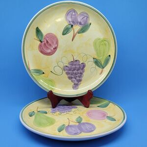 Caleca Frutta Dinner Plates 11 1/4" Hand Painted Made in Italy Set of 2